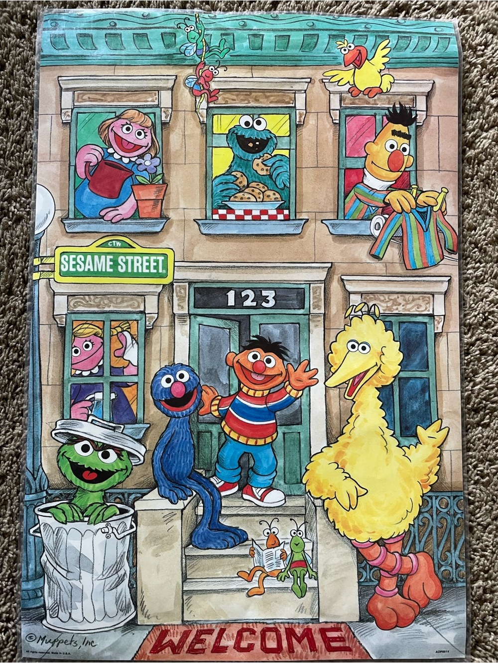 Vtg Sesame Street 70s Classroom Poster Muppets Inc Oscar Bert Ernie ADP0014 RARE